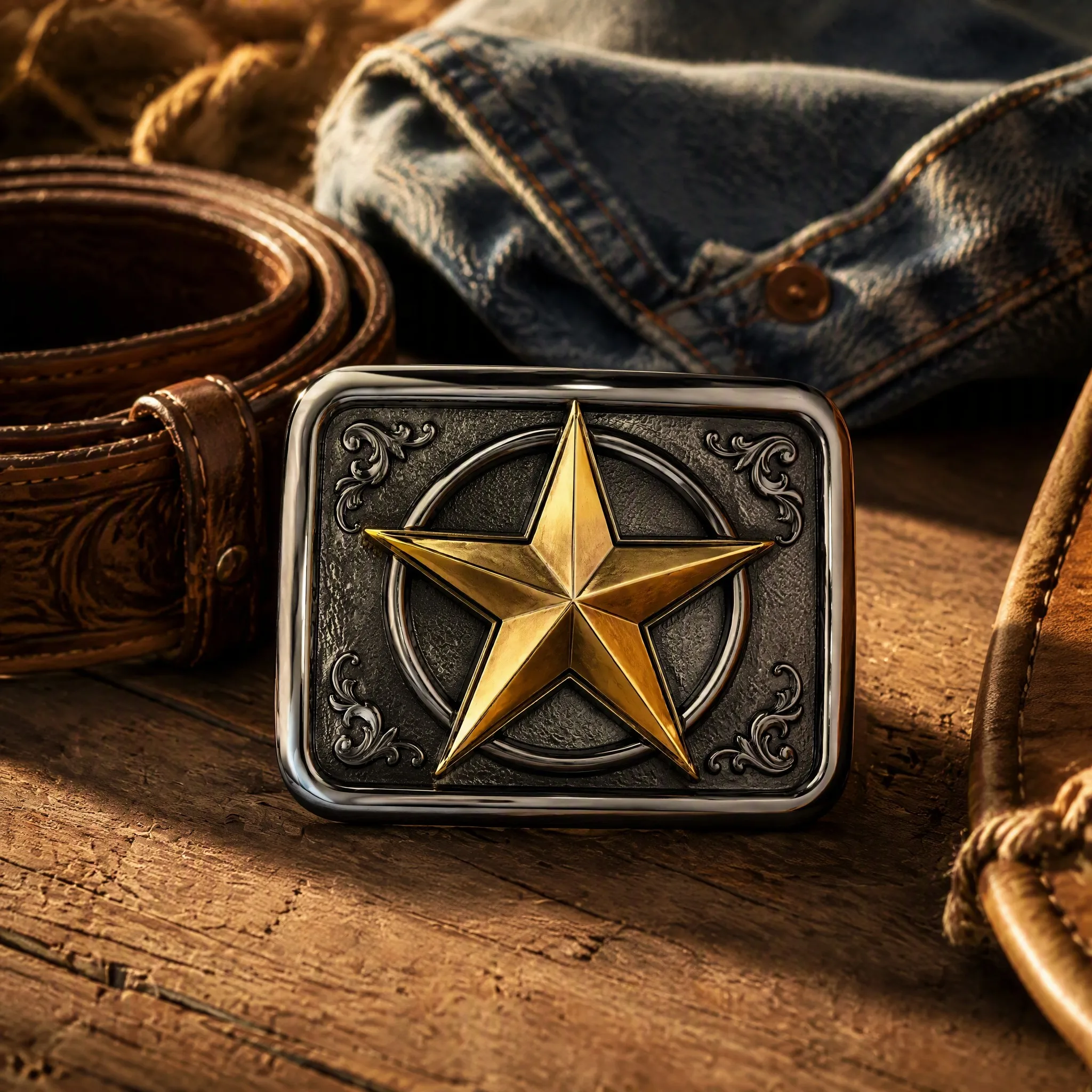 Western style scene with leather strap