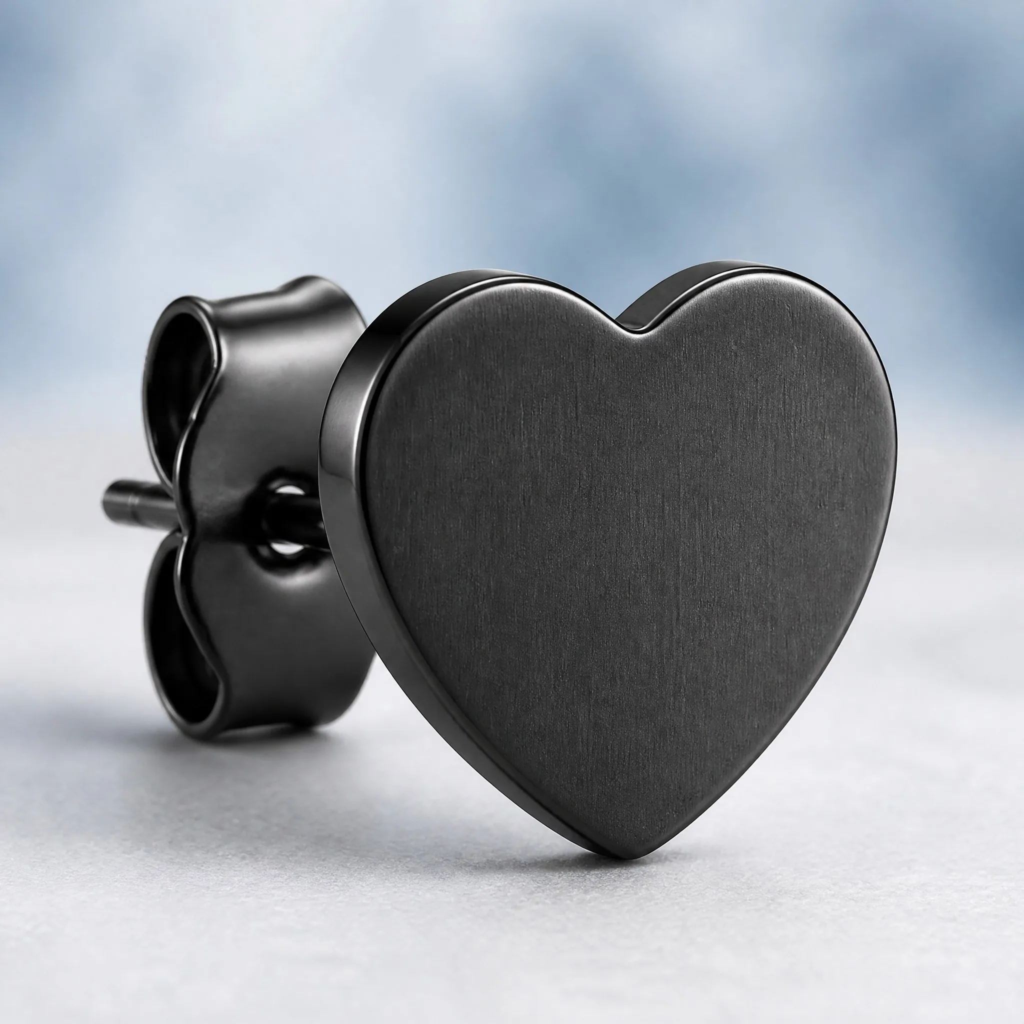 PVD heart earring macro detail
