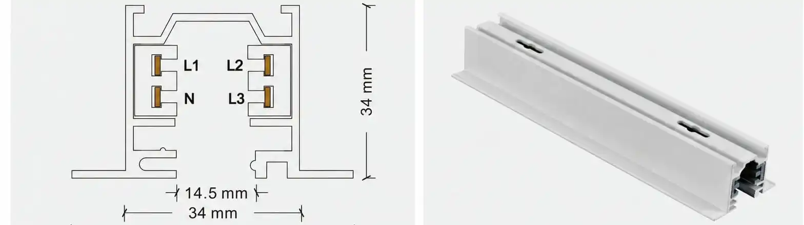 Four Wire Recessed Track H-03 &mdash; product image and specifications