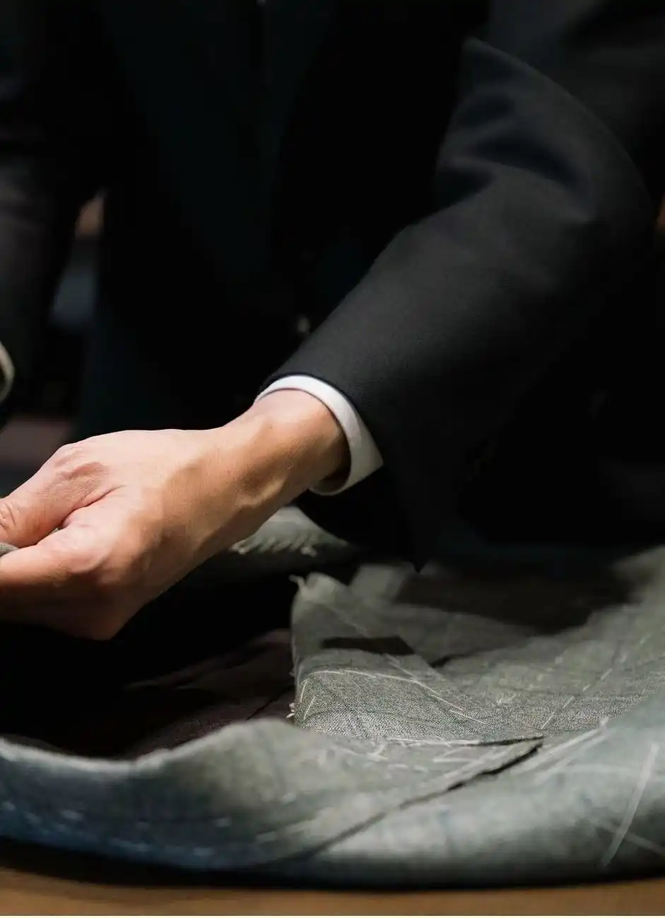 Quality inspection detail on bespoke suit