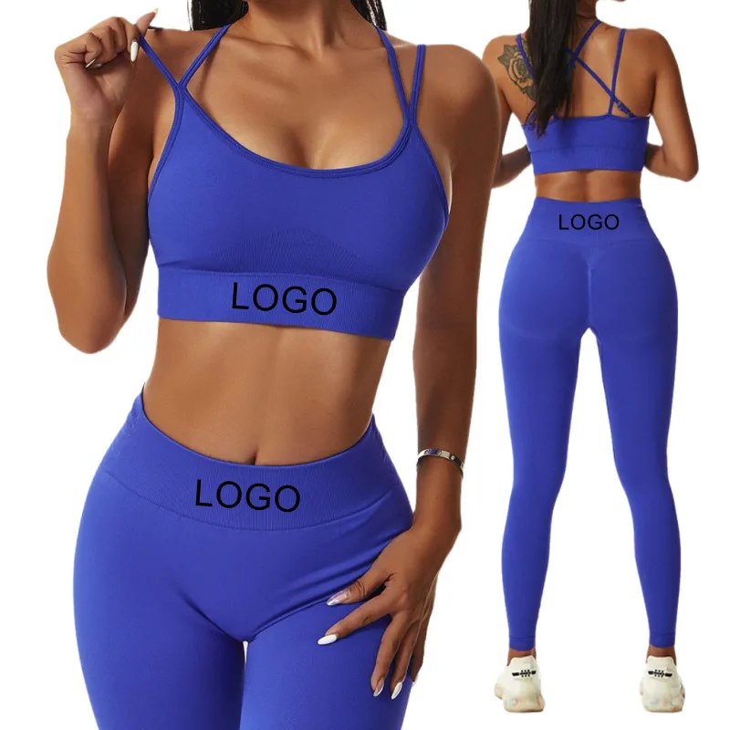 

Custom logo 2022 new high waist scrunch shorts for women girls clothing sets seamless yoga set