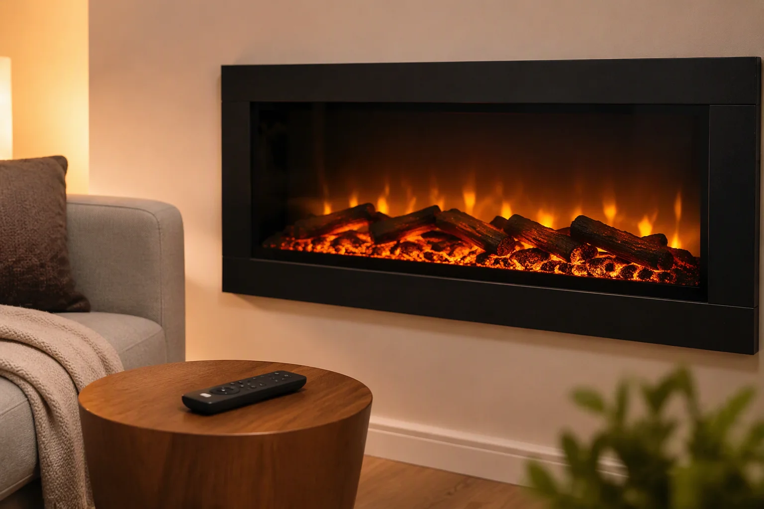 Electric fireplace in a living room