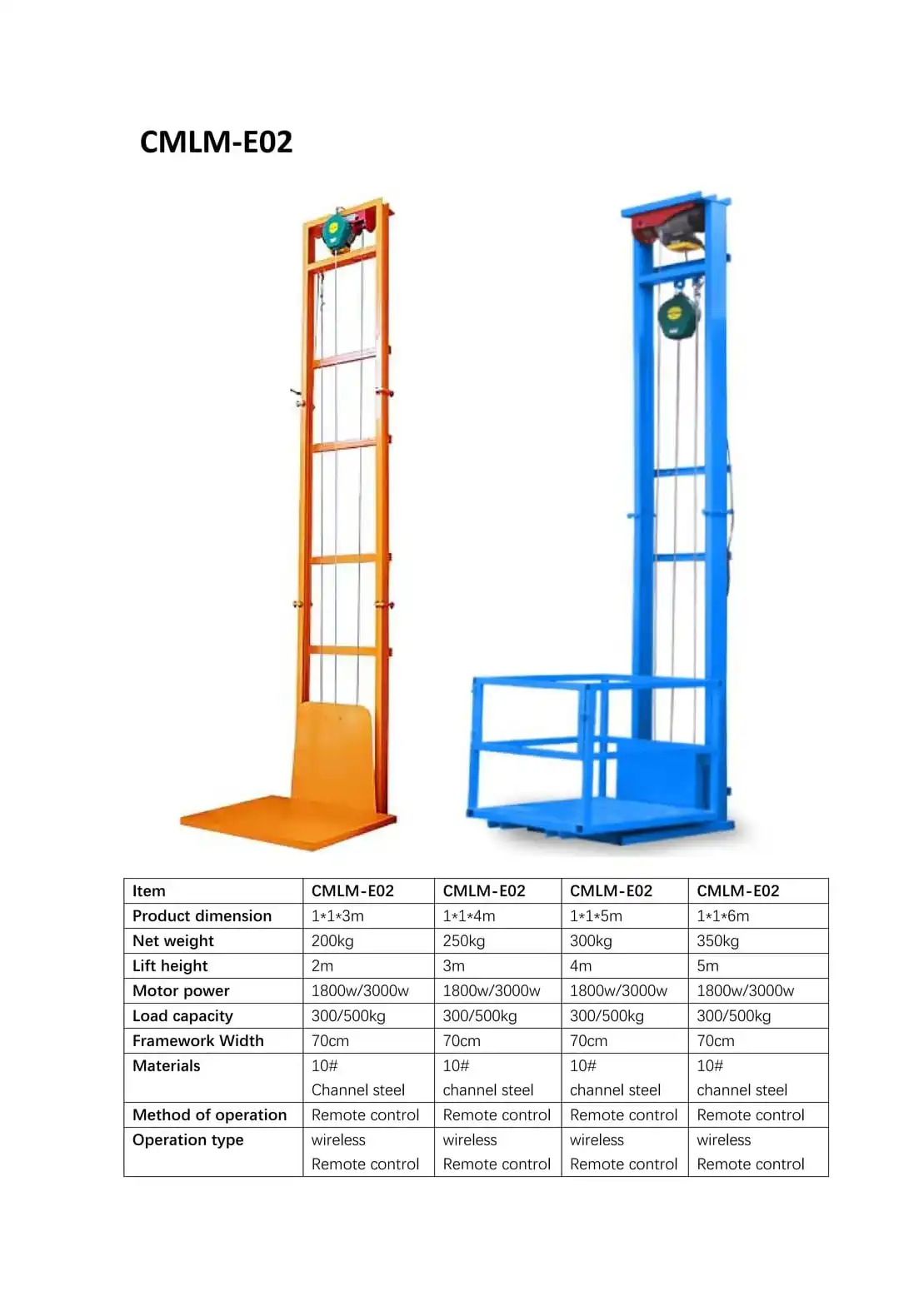 CMLM-E02 Mobile Channel Steel Lift 300鈥?00kg