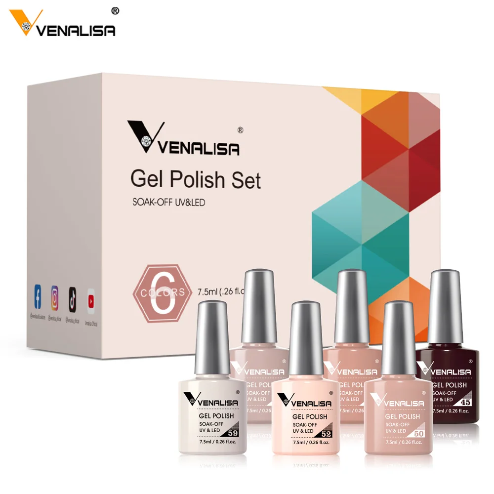 

Venalisa Newest 6PCS/Kit Gel Nail Polish Manicure gift kit OEM Private Your Label Nail Gel Polish Lacquer Varnish Complete Kits