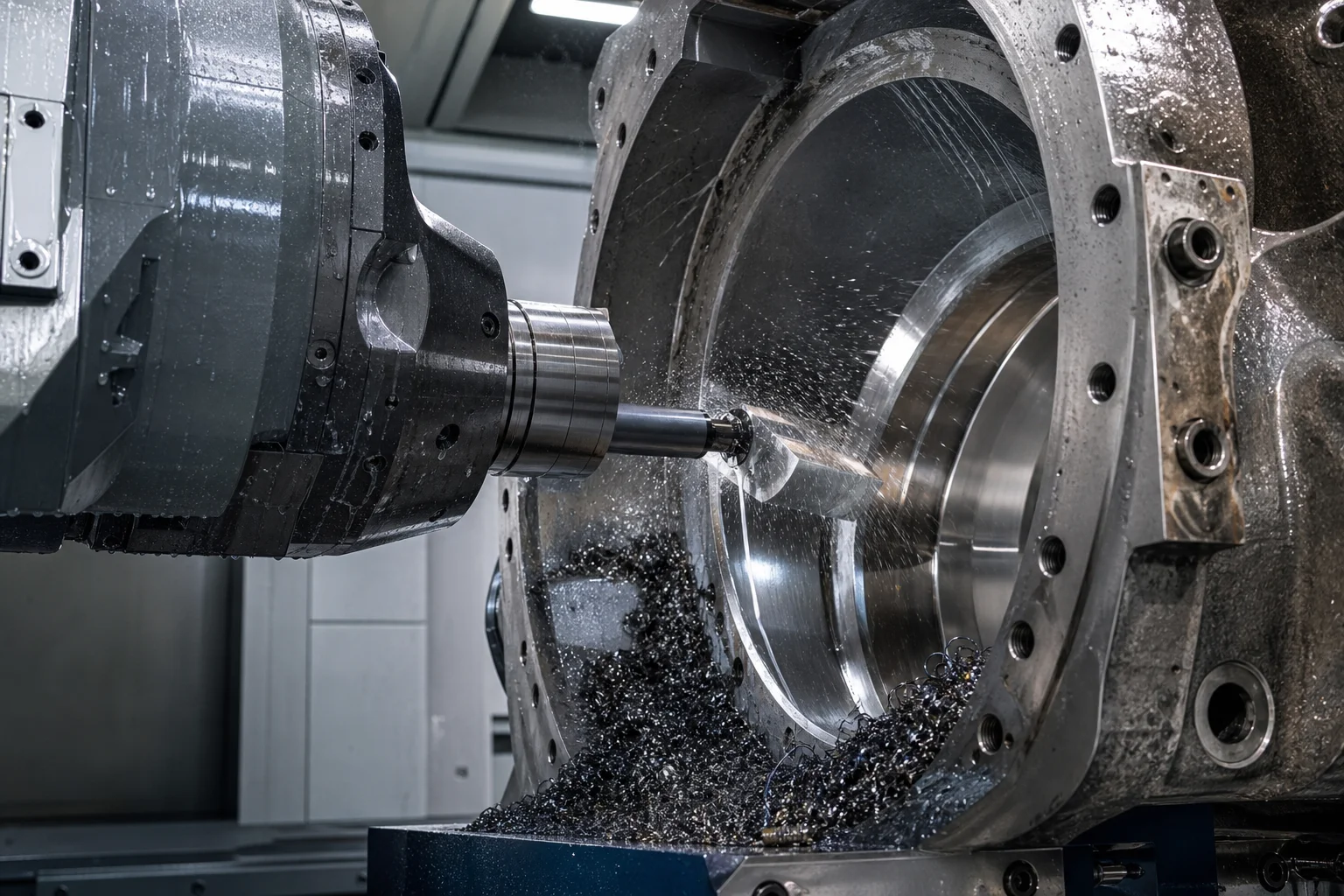 5-axis CNC horizontal machining center precision milling internal steam flow passages of valve