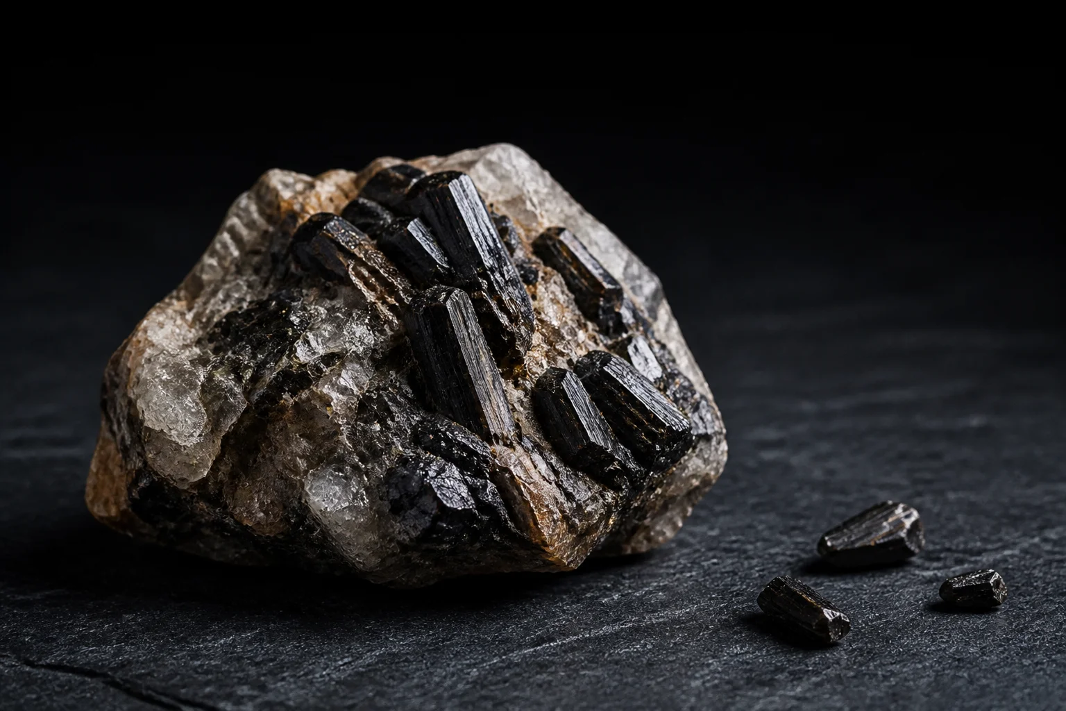 Raw tungsten ore specimen in quartz matrix