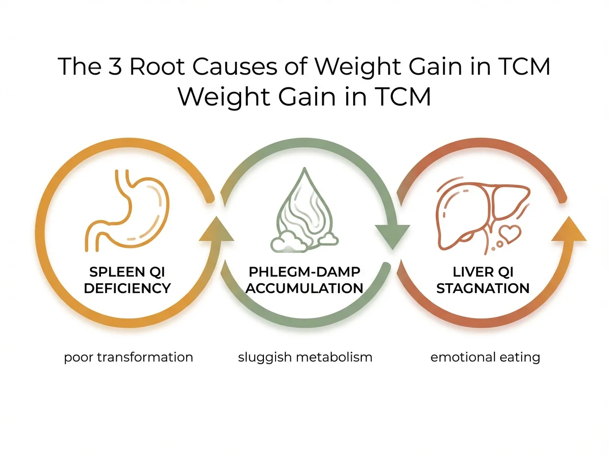 3 Root Causes of Weight Gain in TCM