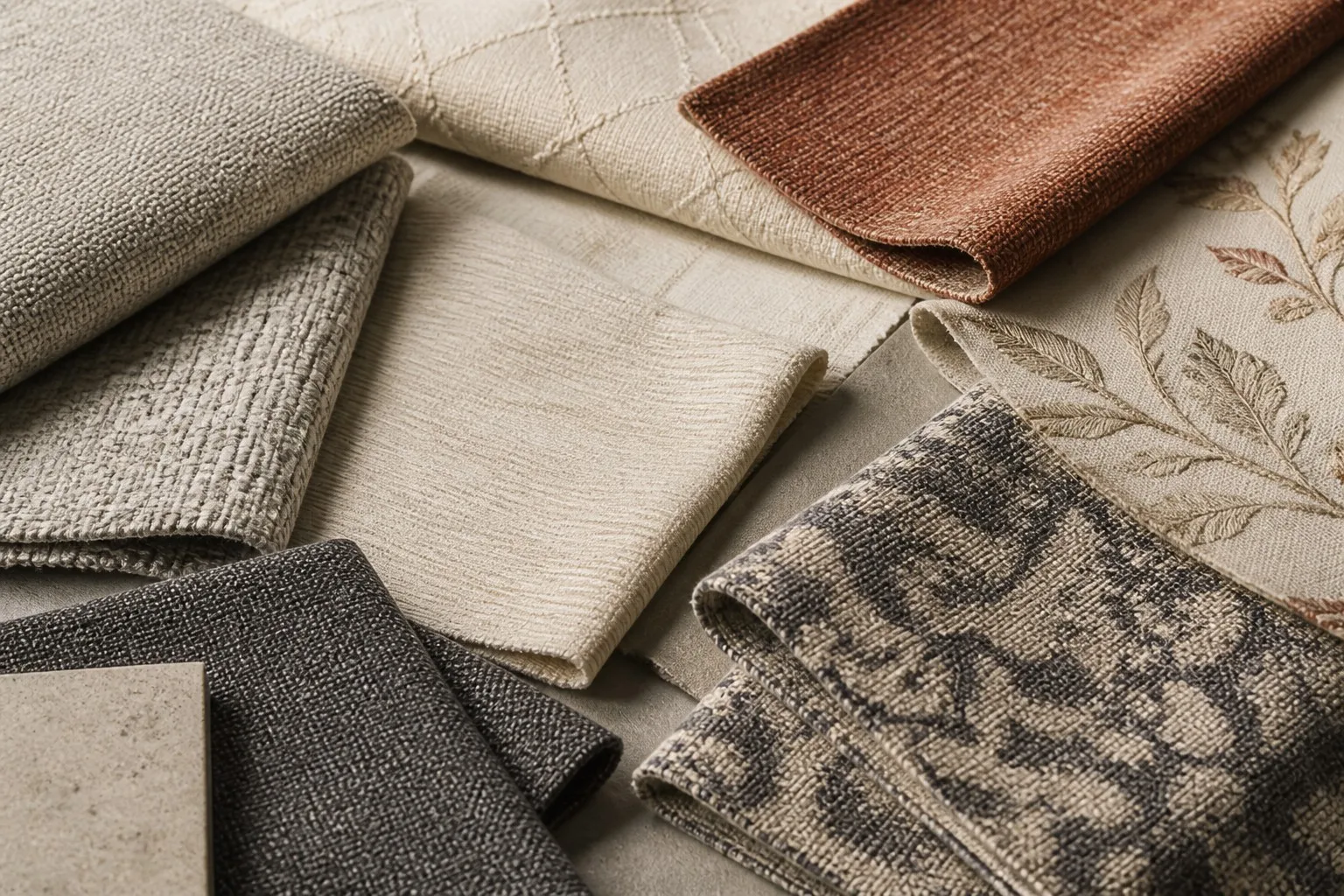Upholstery and decorative fabric swatches for B2B sourcing