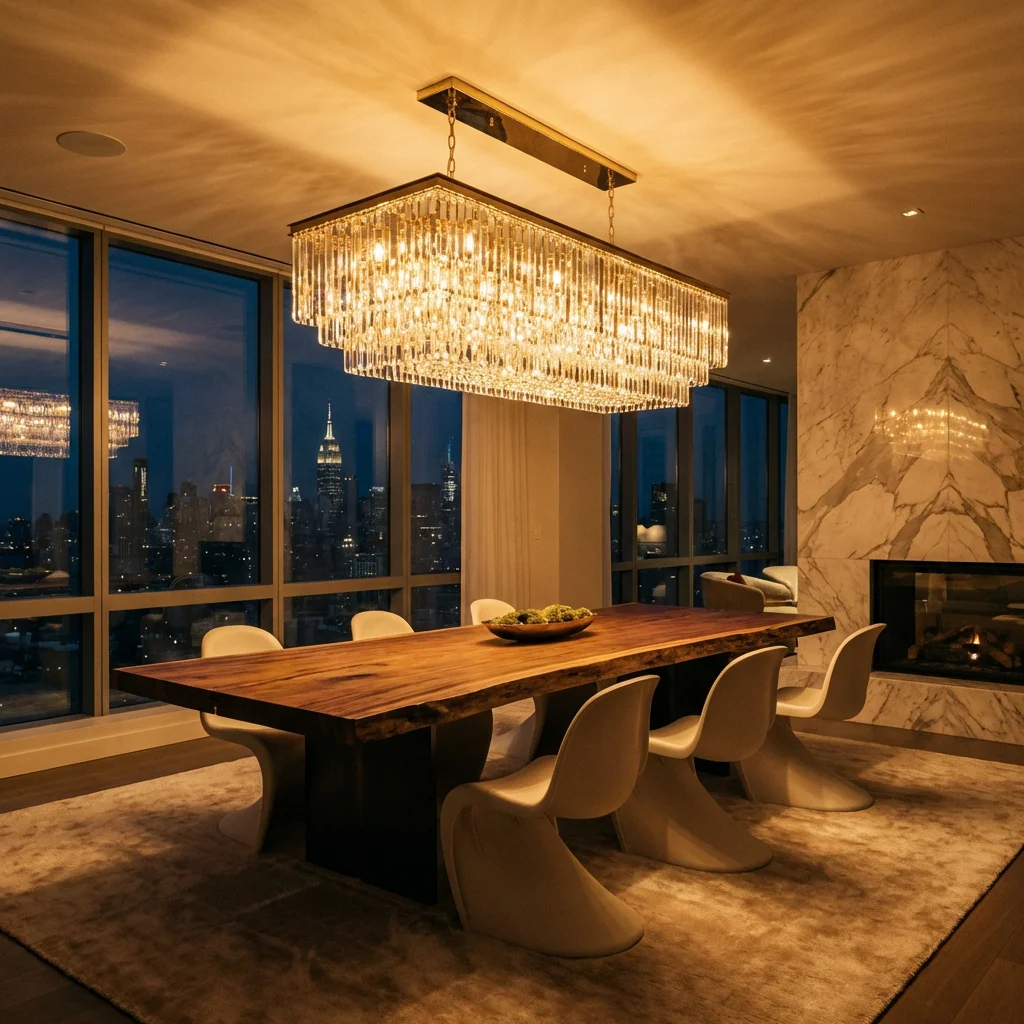 Grand foyer with high ceiling chandelier