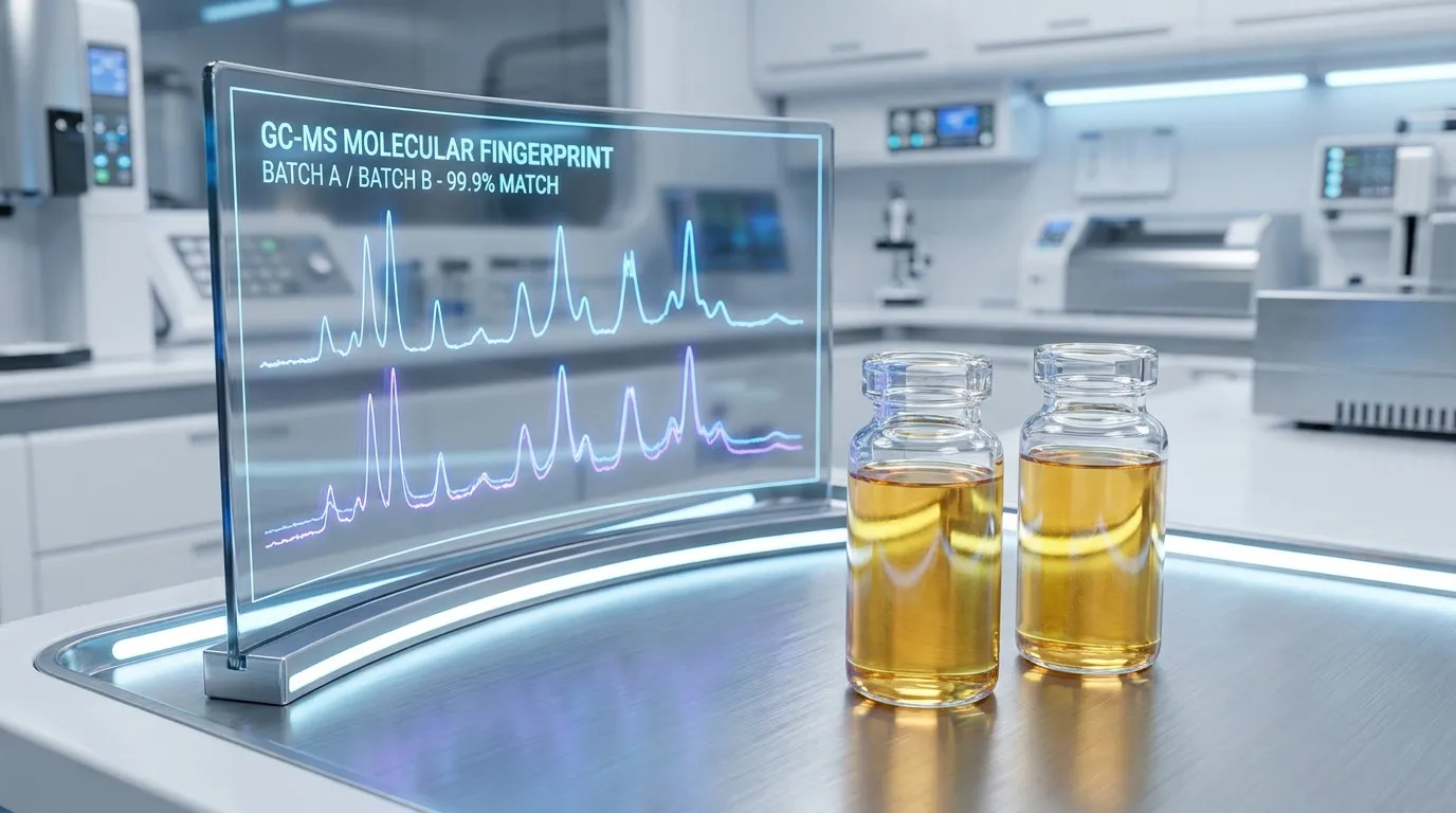 Analytical GC-MS molecular fingerprinting comparison for batch consistency