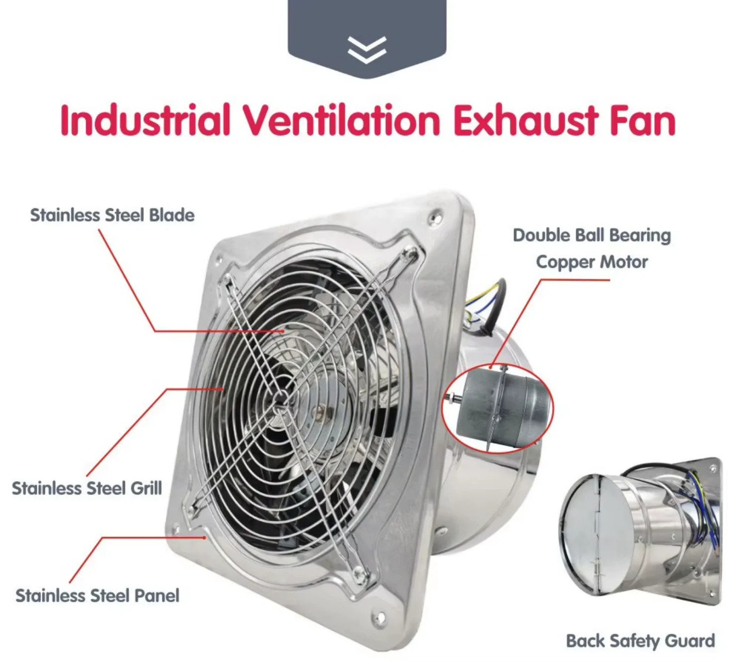 Wall Mounted Exhaust Fan, 2800rpm, 220V - detail 8
