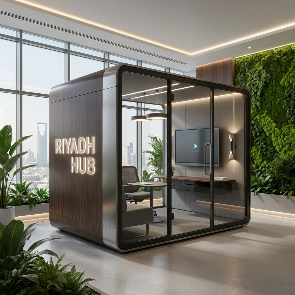 Highly customizable luxury office pod in a modern Riyadh office setting