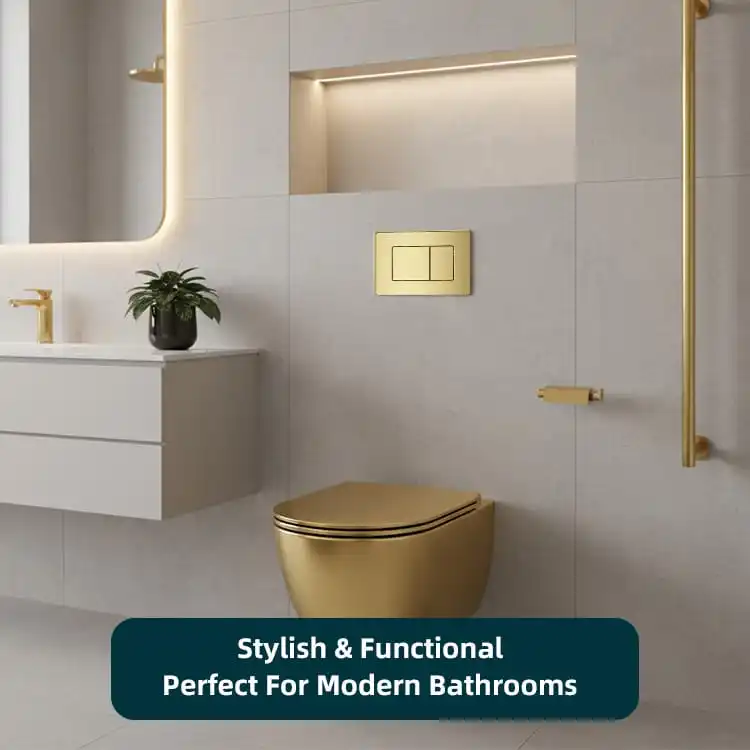 Gold Stainless Rectangular Flush Plate For Hospitality Bathrooms