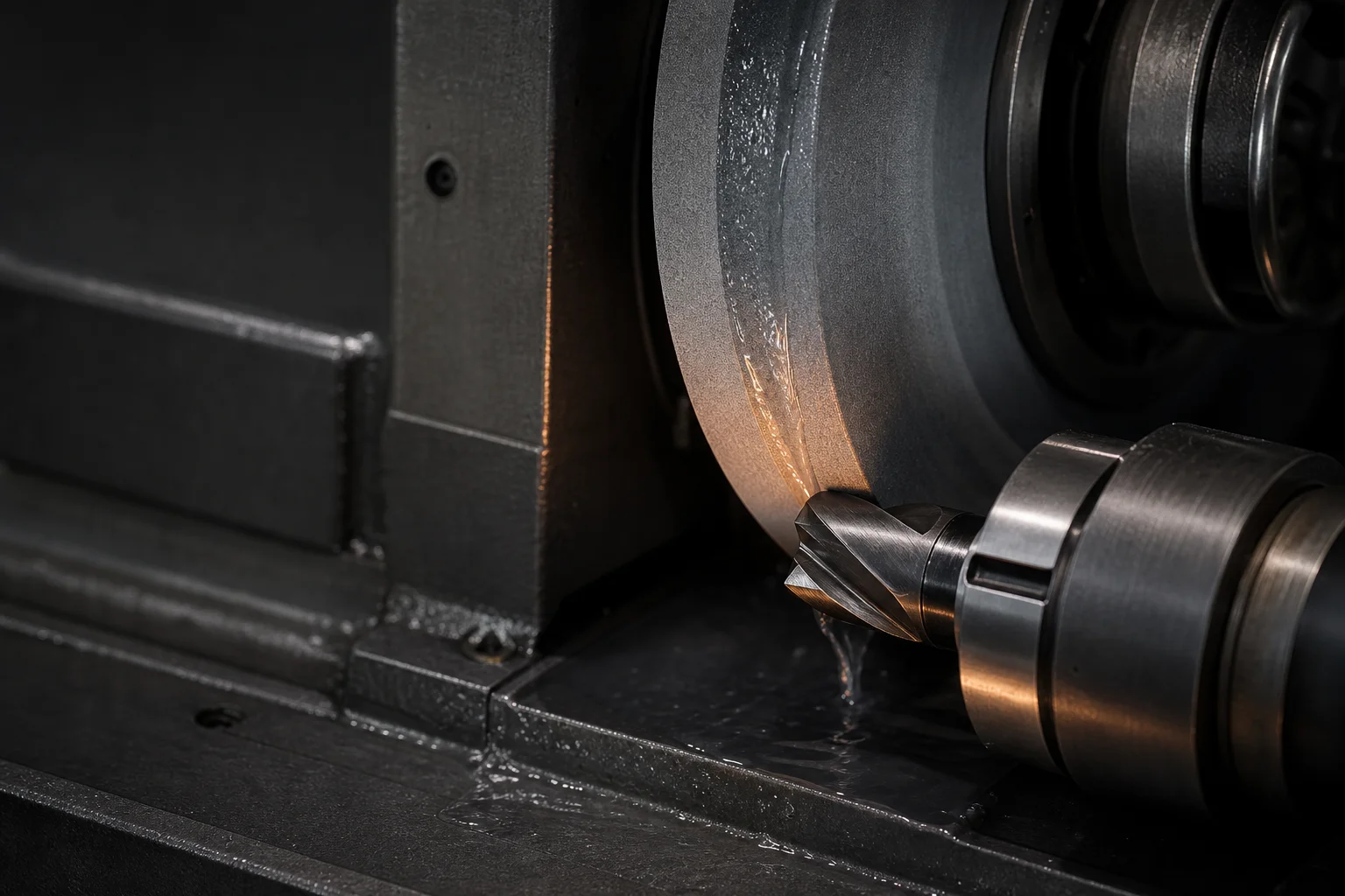 Industrial grinding operation, macro detail