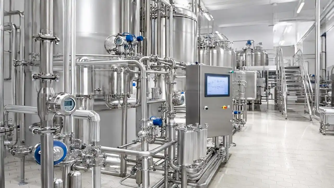 Typical CIP cleaning station in a dairy processing plant