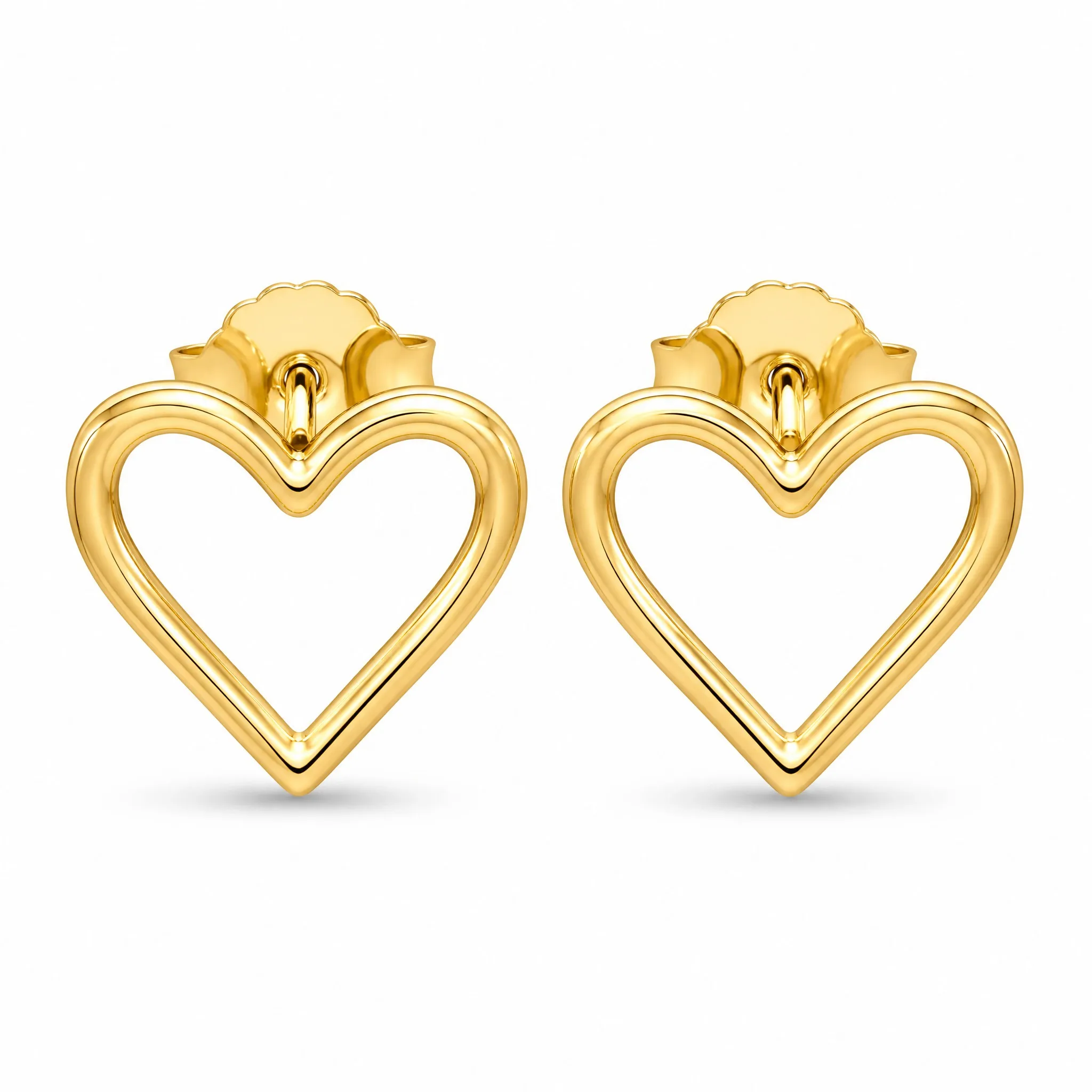 18K gold plated heart stud earrings