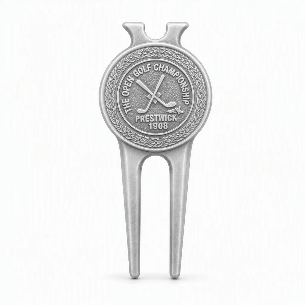 Silver Golf Divot Tool with Magnetic Ball Marker