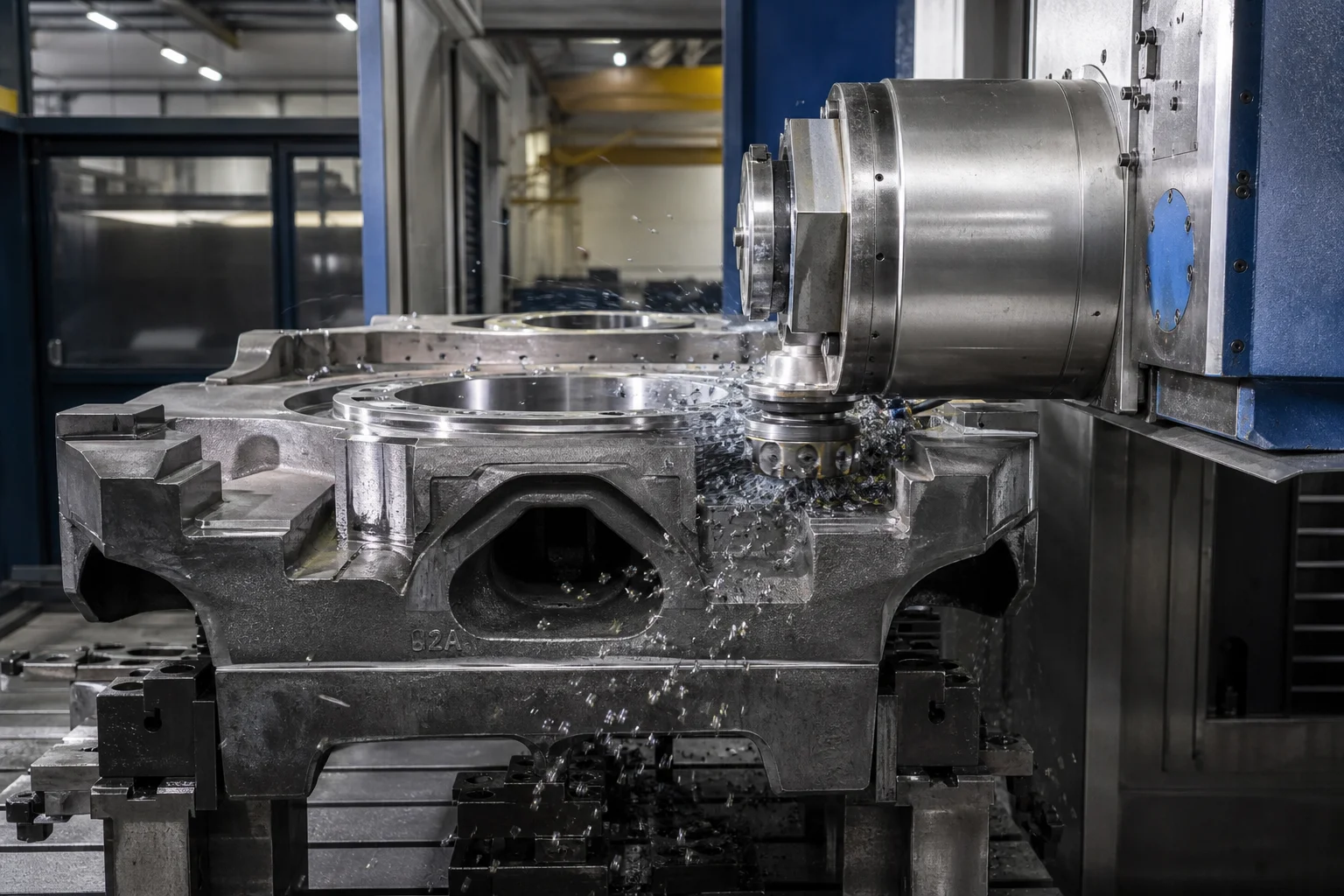Automated industrial molding line in railway foundry producing coupler bodies and draft gear yokes