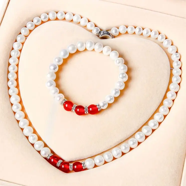 

Certified ZZXL-N0002-02 2020 Wholesale Classic Real Freshwater Pearl Costume Bracelet Necklace Jewelry Set