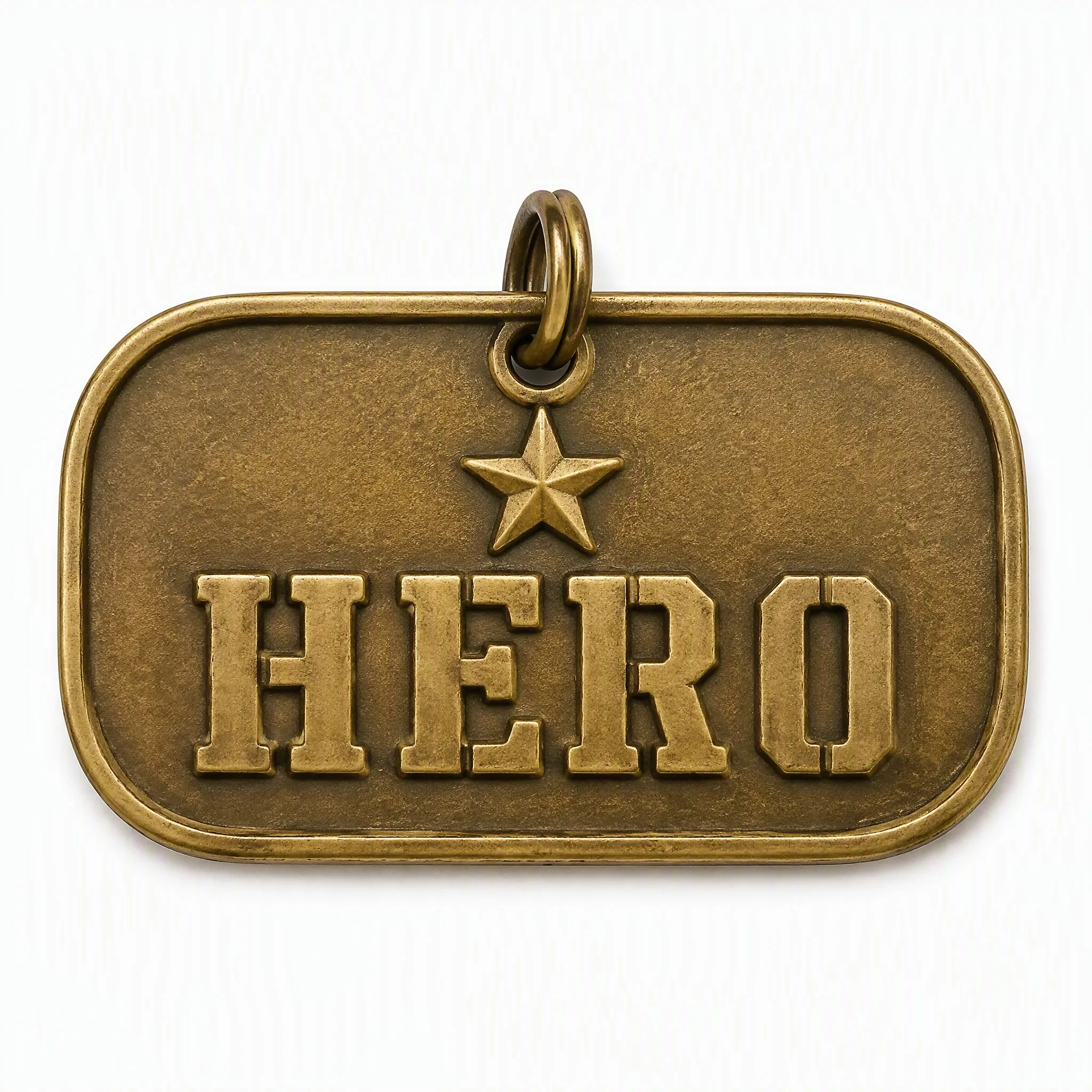 Custom Embossed Brass Dog Tag - Front View