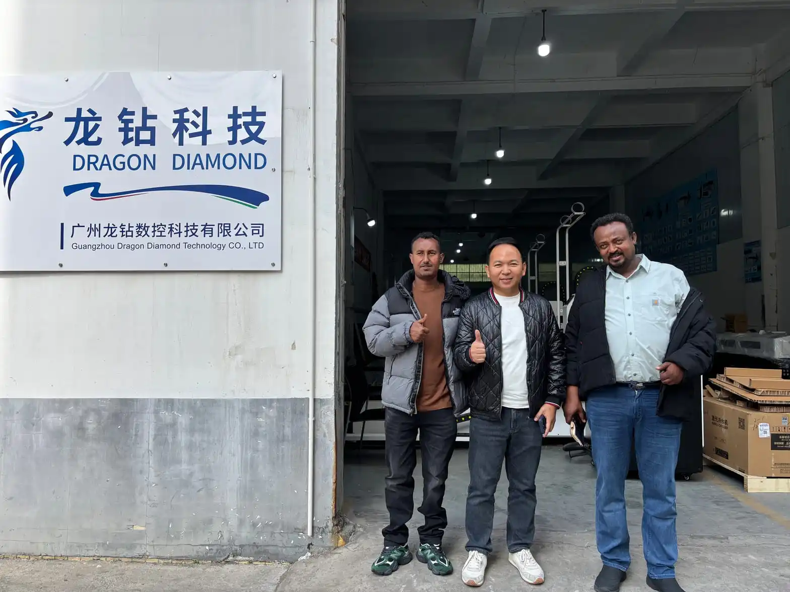 Ethiopian customer visiting Dragon Diamond factory for CNC and Laser verification