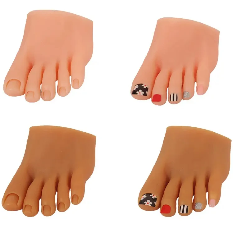 URCHOICE Drop Shipping Feet Mannequin Nail Art Silicone Foot Model for Manicurist Nail Practice Fake Feet Soft Silicone