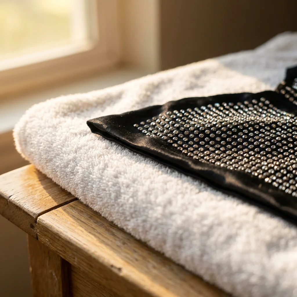 Air drying rhinestone clothes flat