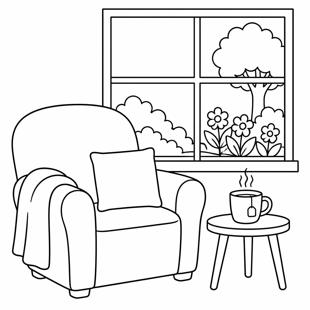 Bold & Easy Interior Reading Nook Illustration