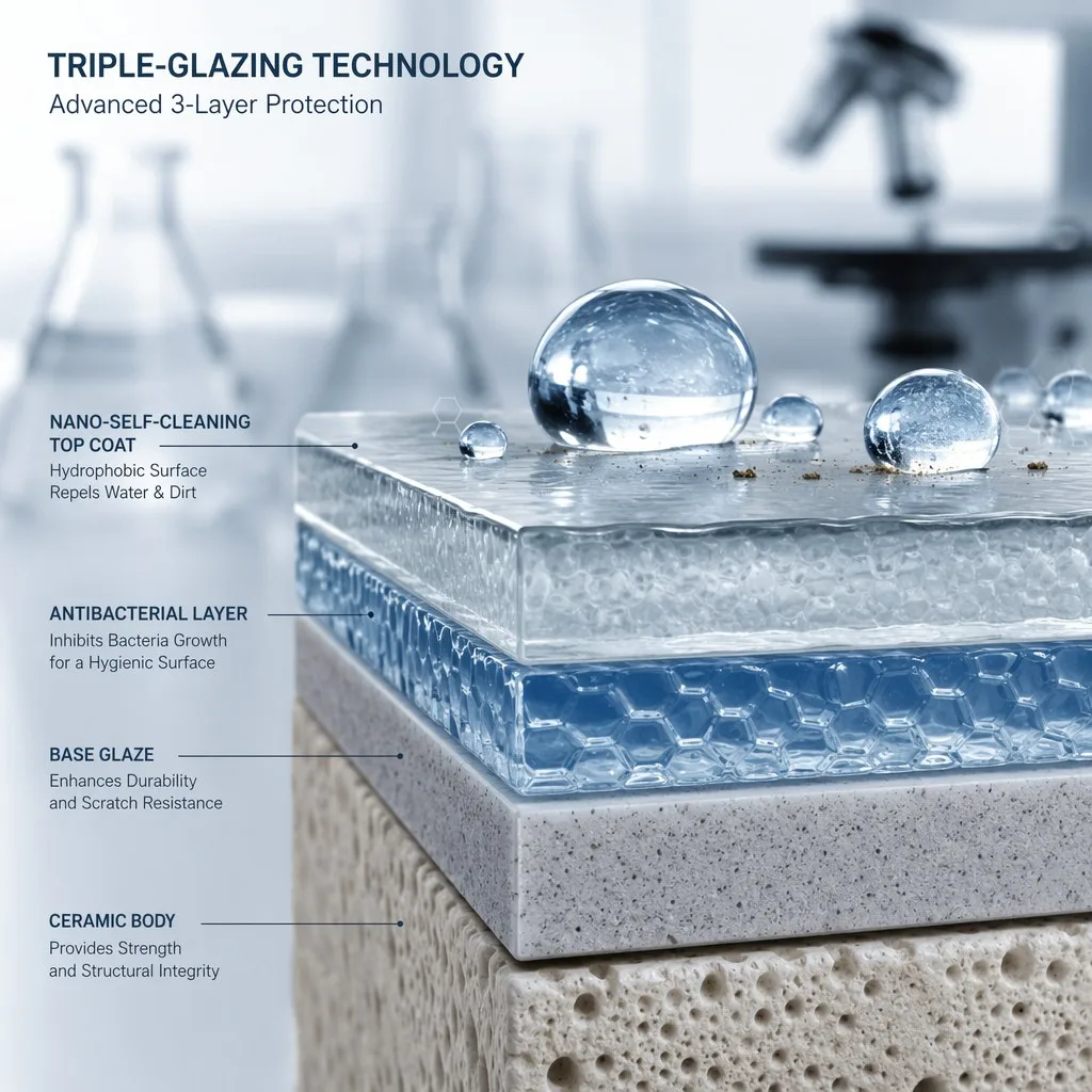 Triple-Glazing Technology for Self-Cleaning Bathtub Surfaces