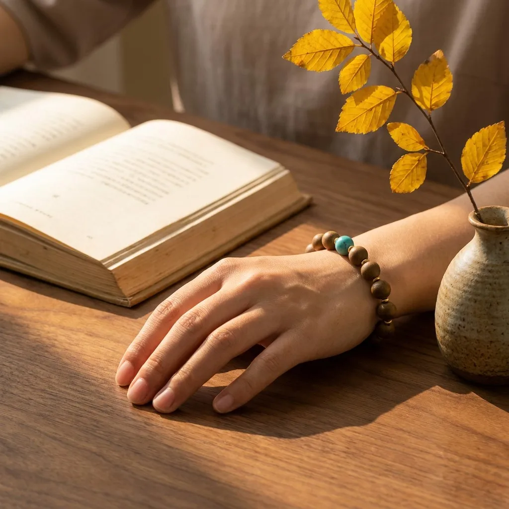 Osmanthus Gold bracelet at a scholar's desk