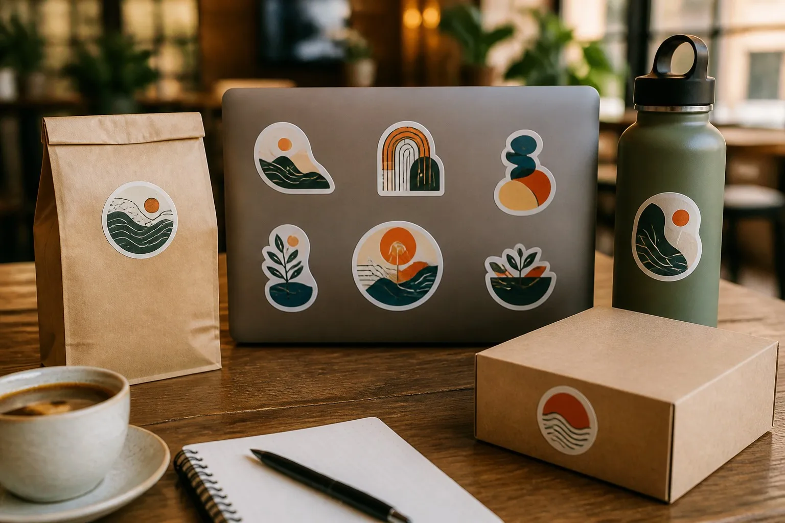 Custom die cut stickers in real business use on packaging and products