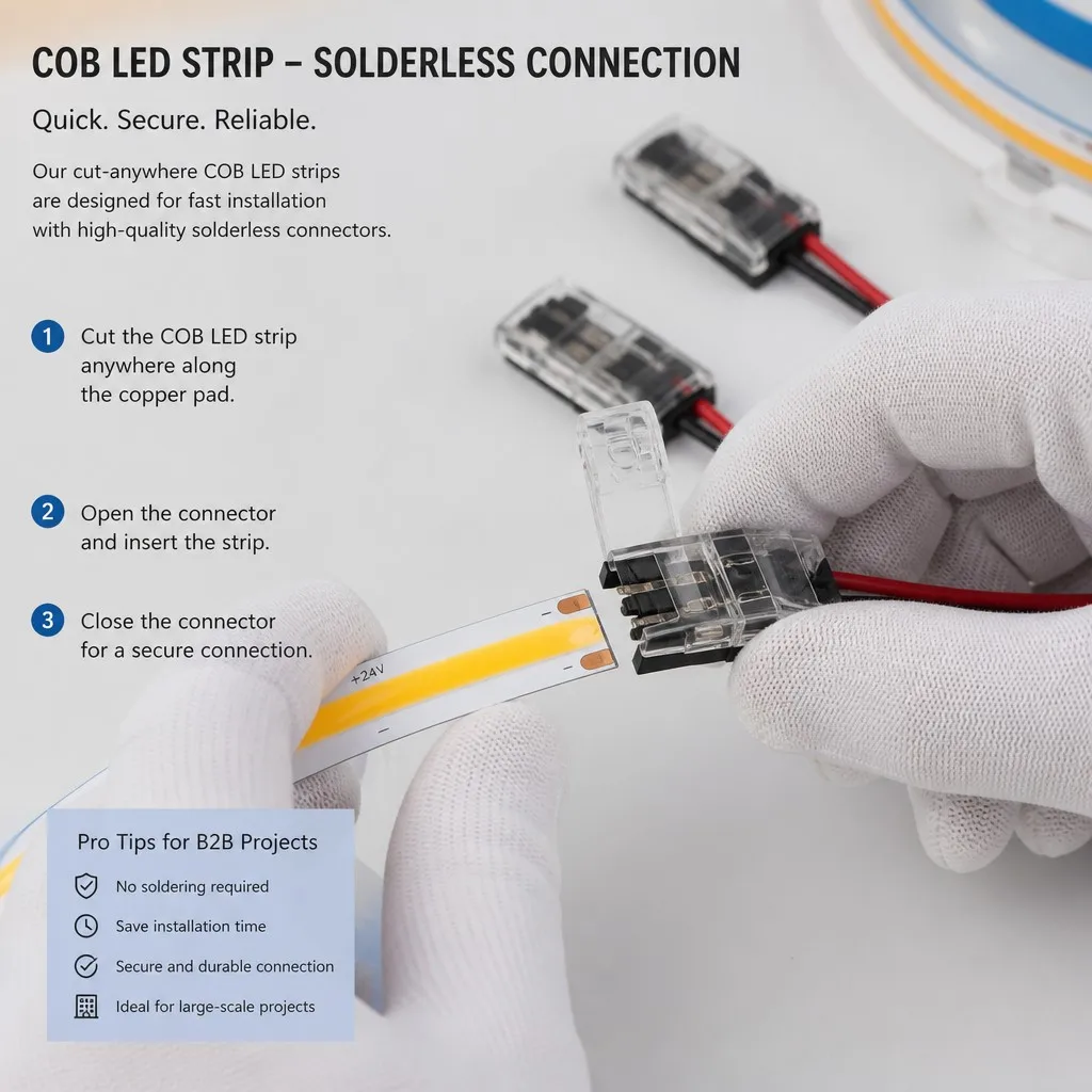 Cut Anywhere strip installation and connection demonstration