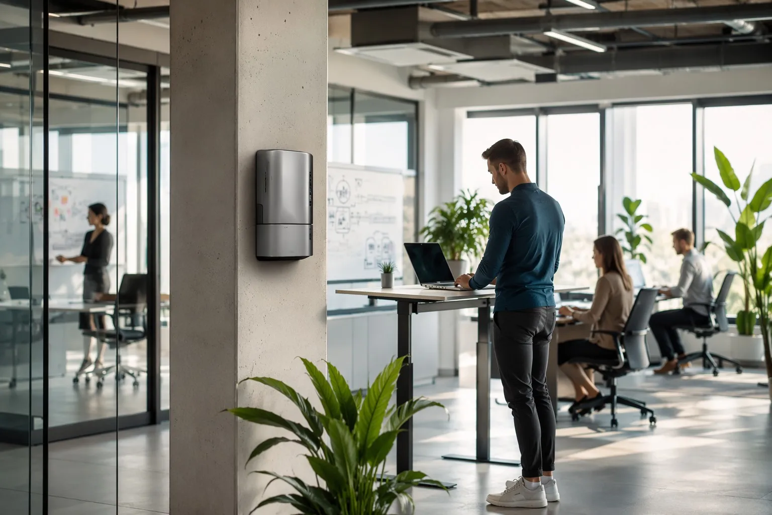 modern corporate office with waterless diffuser for office scenting