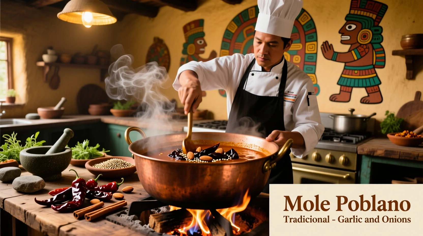 Préparation traditionnelle de sauce mole