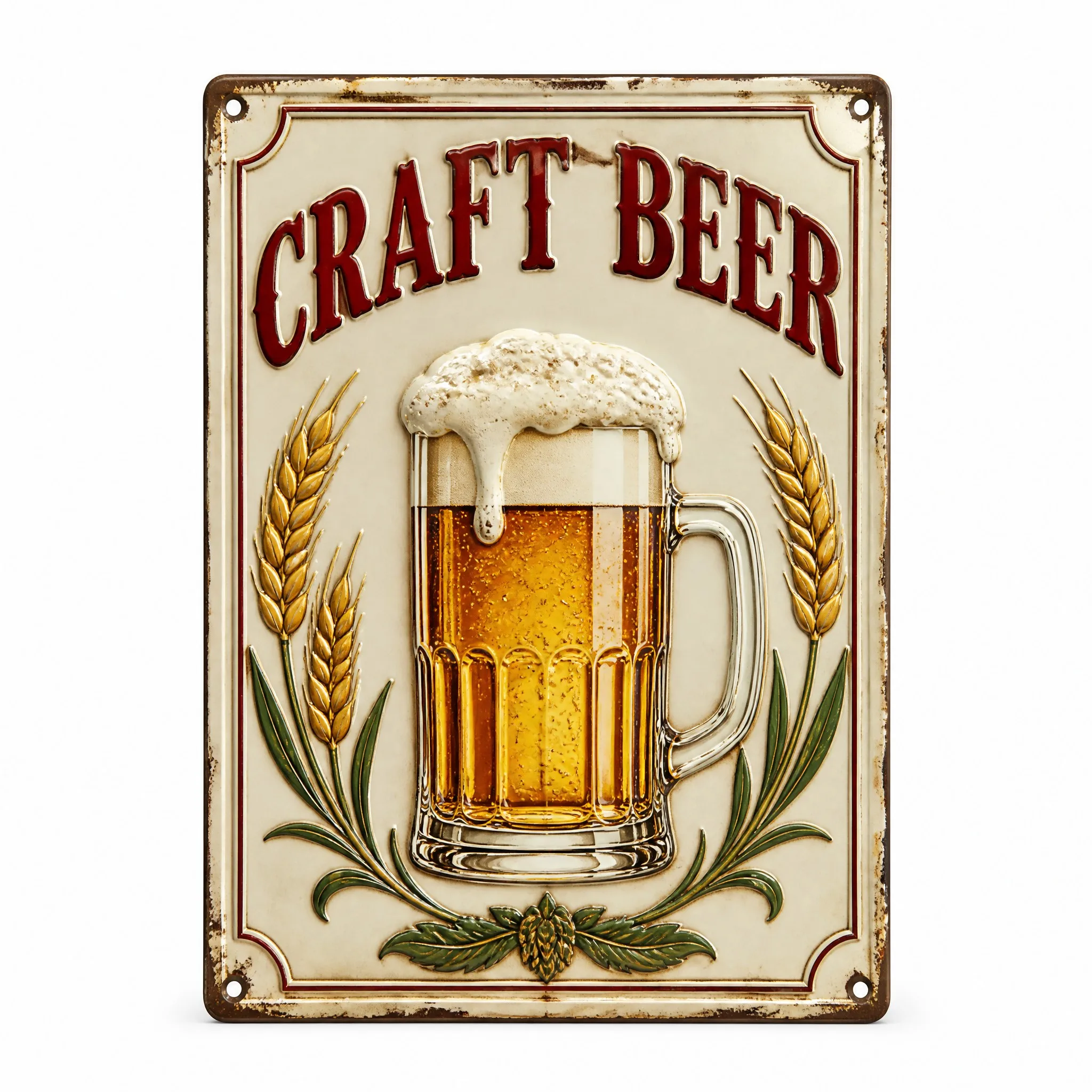 Custom Embossed Vintage Tin Sign 20x30cm - Front View on White Background