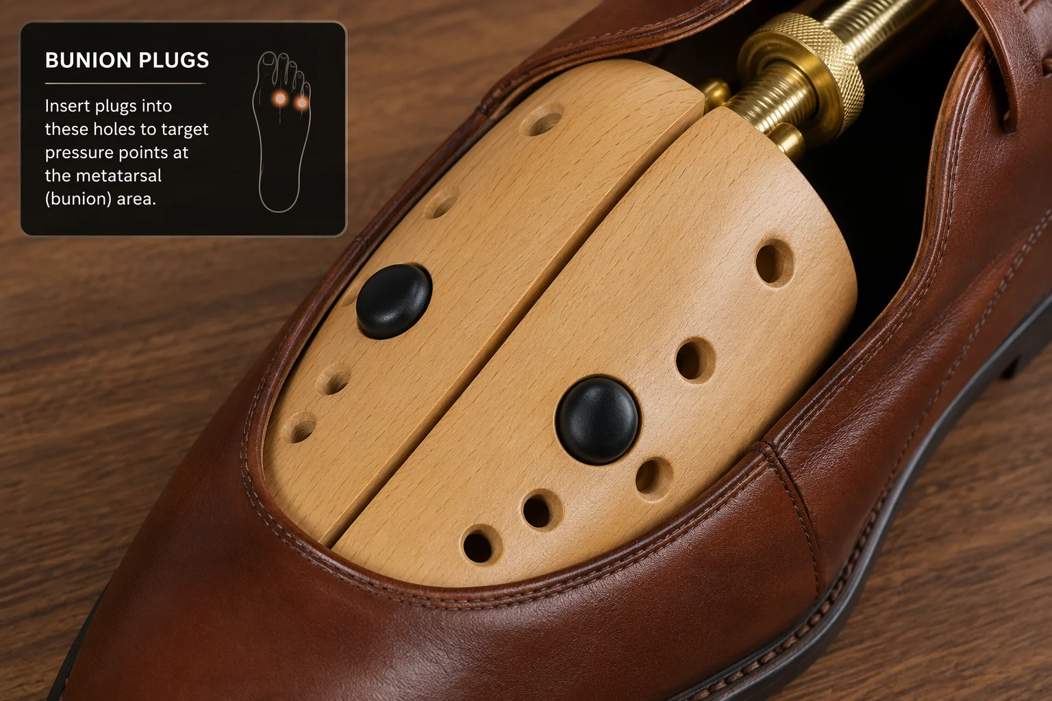 Scene 1: Close-up of bunion plugs on a stretcher