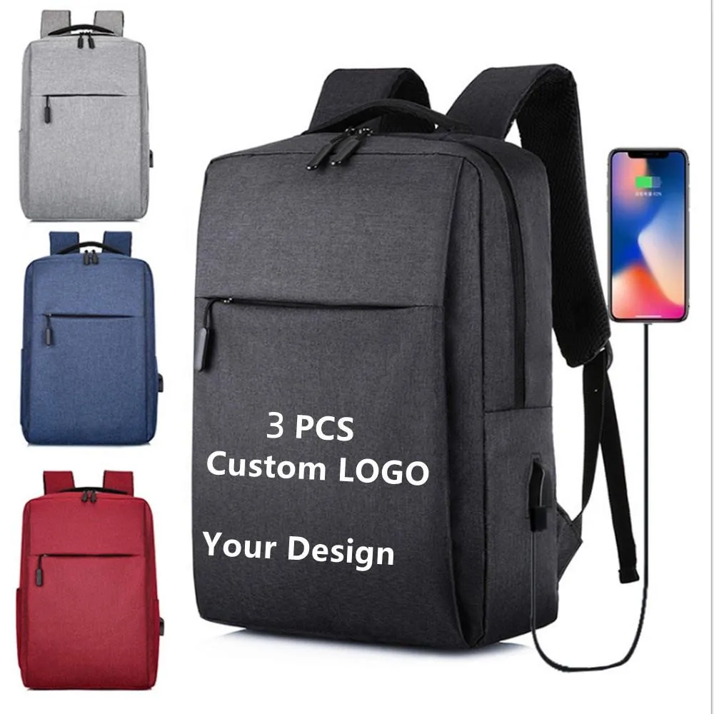 

3PCS can Custom Logo Travel School Bags Wholesale Big Capacity Smart USB Laptop Bag Other Backpack for Men College Bag