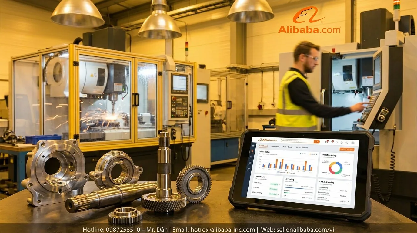 Detailed instructions on how to sell on Alibaba for precision mechanical businesses. From account registration, SEO optimization of CNC components to cost calculations and fraud prevention. The secret to exporting Vietnamese mechanical goods to the world in 2026.