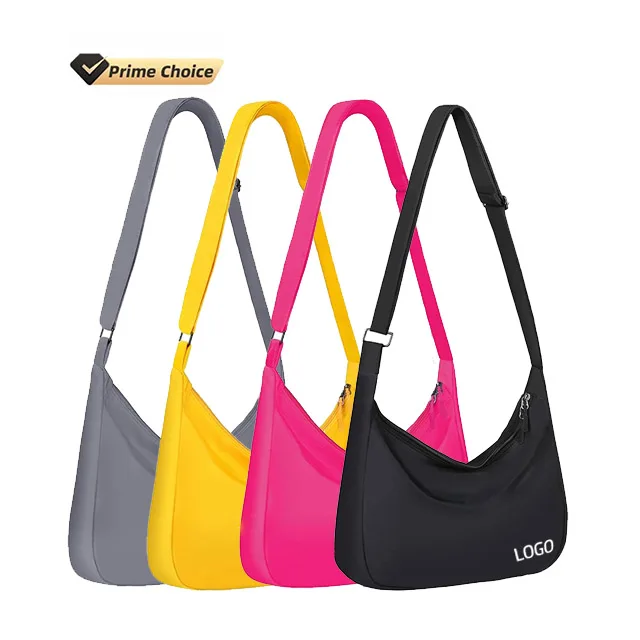 

Custom wholesale Soft Casual Crescent Bag Crossbody Bags for Women Trendy Small Medium Nylon Fanny Pack Sling Hobo Crescent Bag