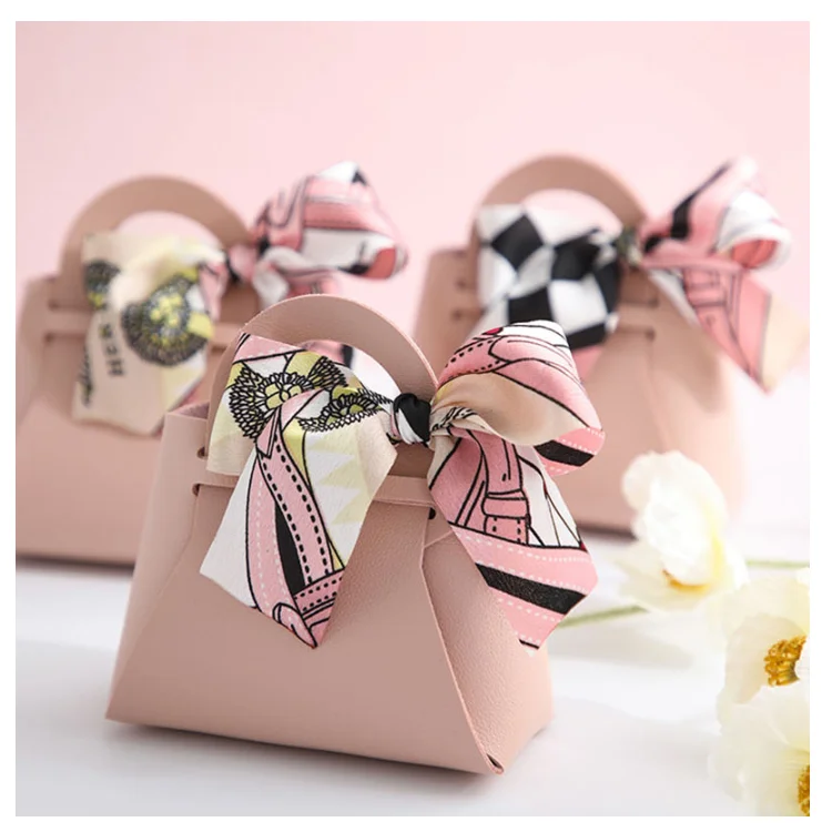 

Creative Leather gifts Box With ribbon Wedding Favors and Candy Boxes For Birthday Party Supplies Chocolate Box Package