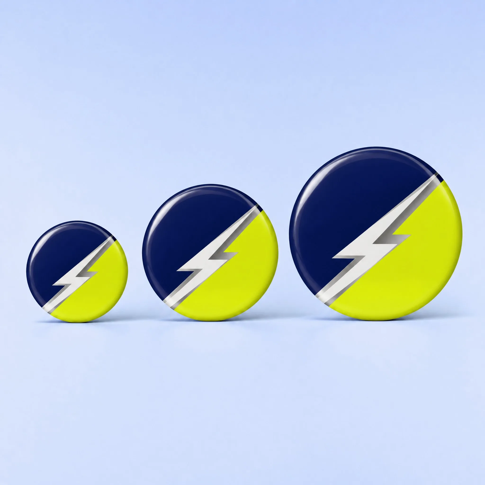 Reflective button badge sizes 32mm 44mm 58mm