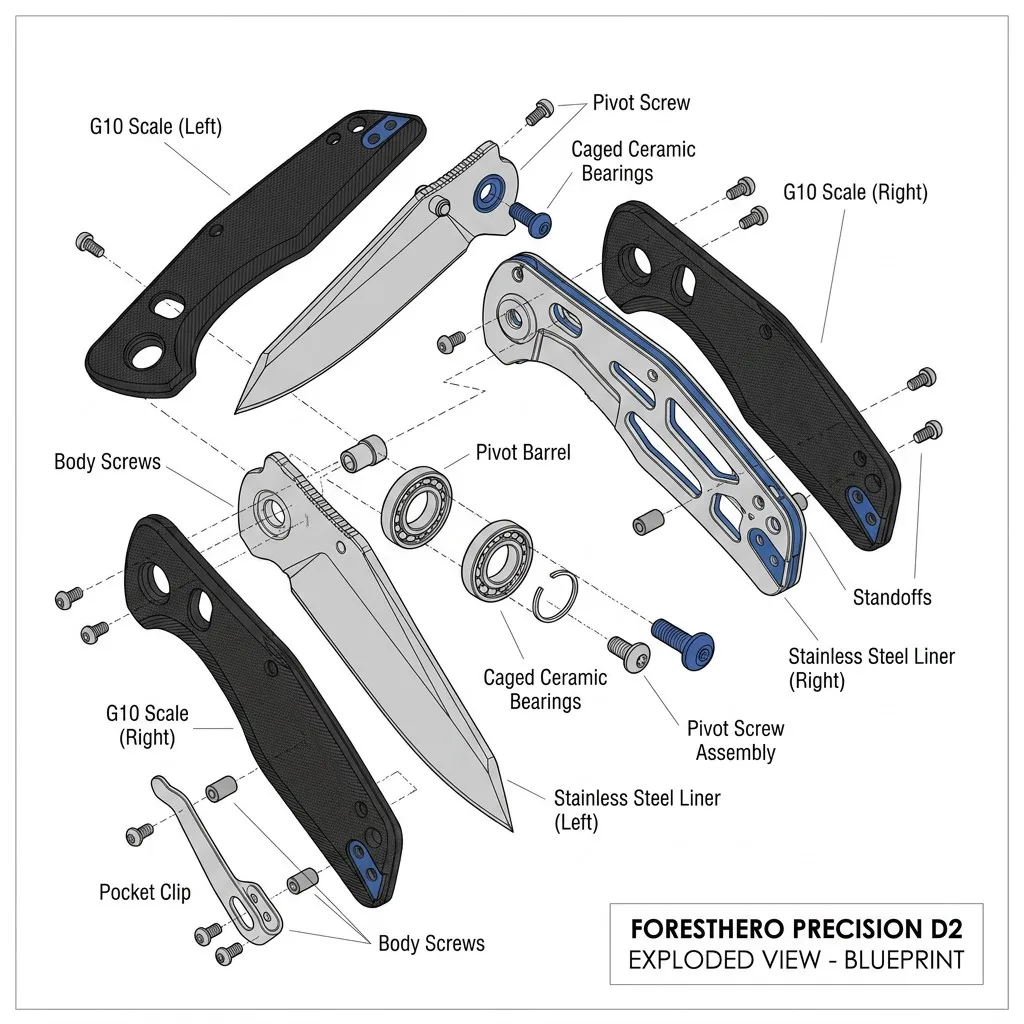 Exploded View of Precision D2 Knife