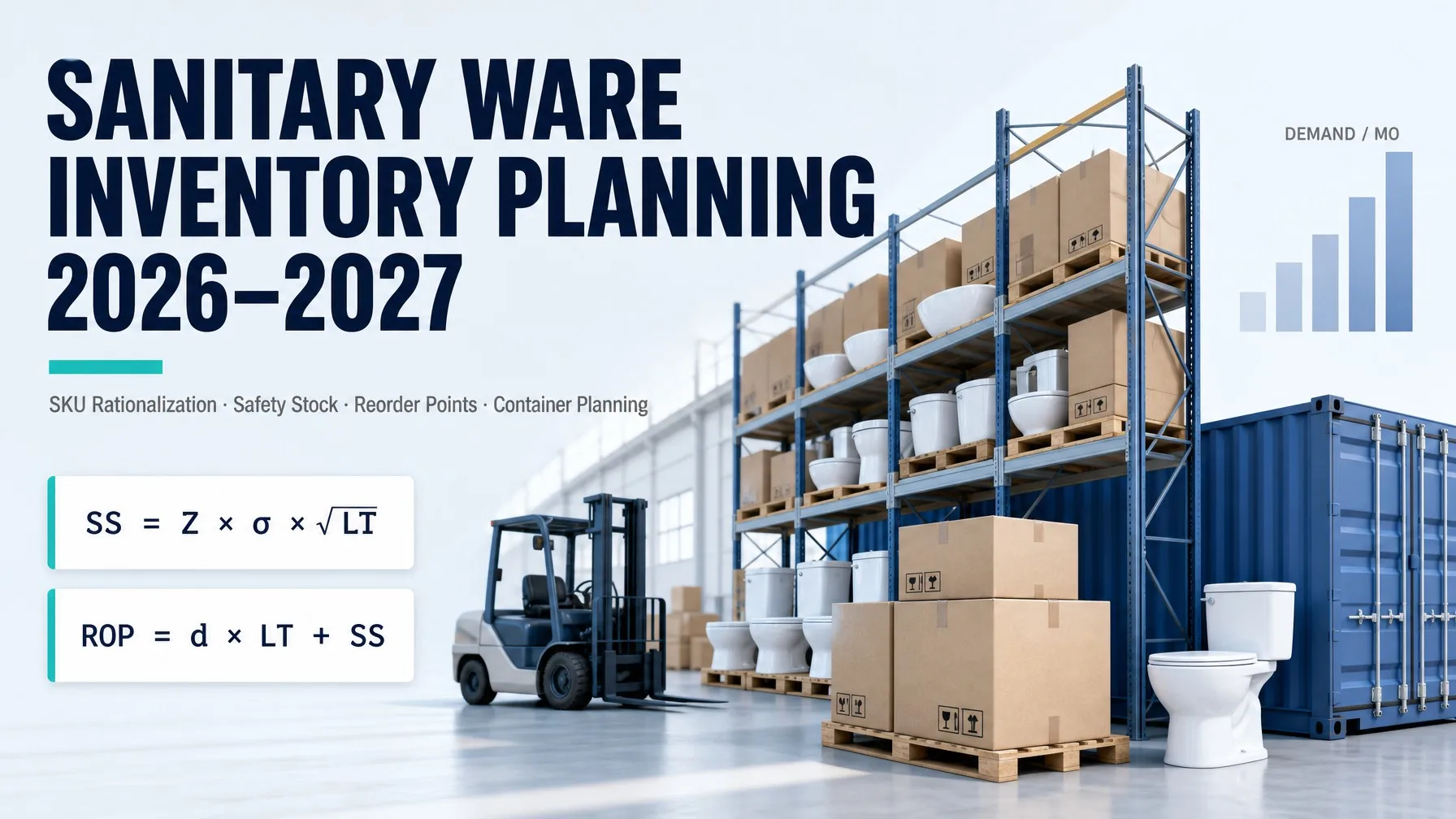 Sanitary ware inventory planning for 2026-2027: SKU rationalization, safety stock, reorder points, and container planning
