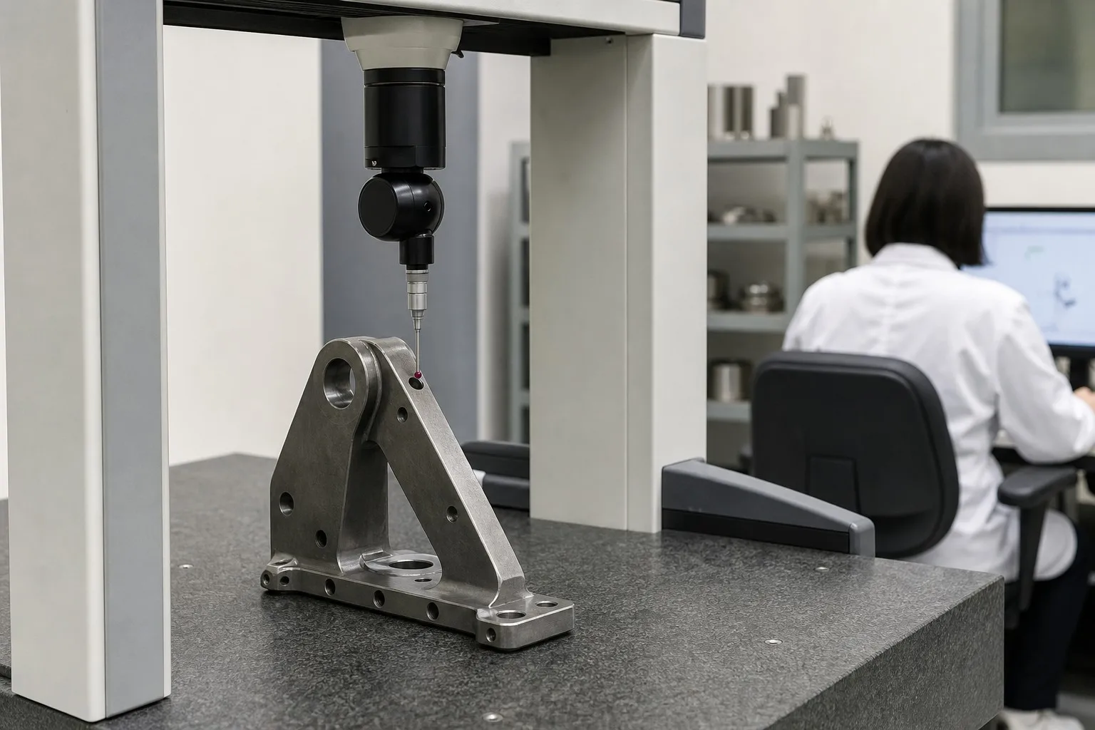 CMM inspection of heavy-duty bracket hole positions at the XCWY plant