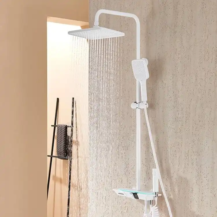 Piano Key White Shower Set Model 88 8021-4 Perspective View piano-key-white-shower-set-perspective