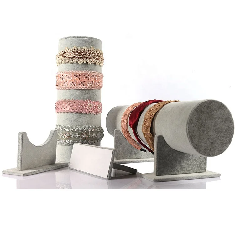 

Black PVC Flannel Hair Accessories Display Stand Cylindrical Jewelry Stand Display