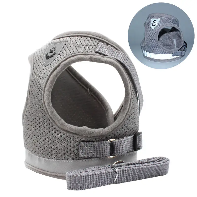 

Custom Towing Hooks Safer Summer Cooling Breathable Adjustable Mesh Polyester Reflective Pet Vest Small Dog Harness With Leash