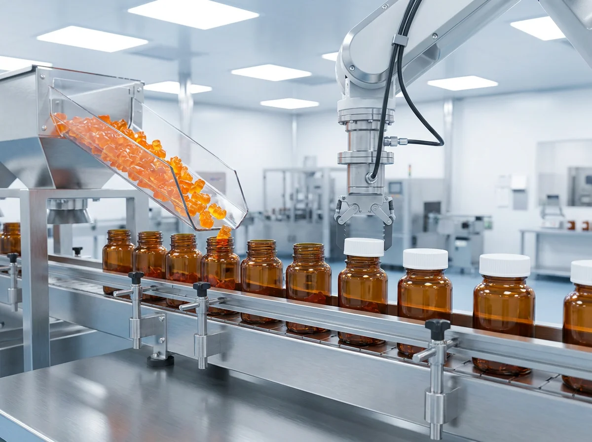 Automated Gummy Bottling cleanroom line