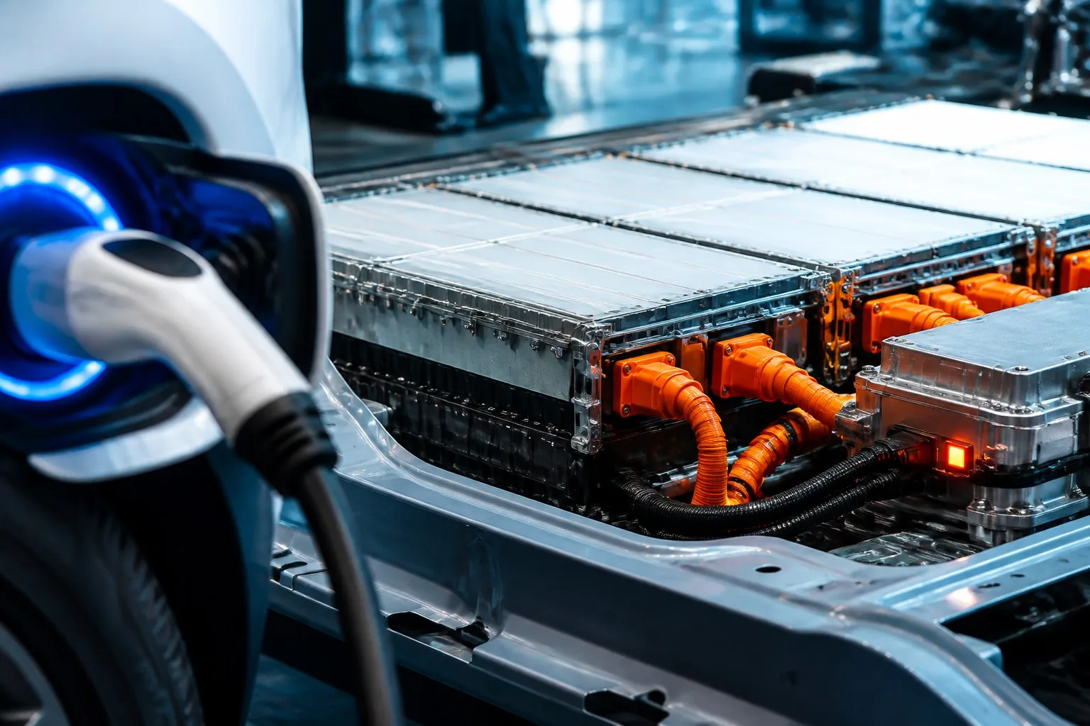 High-voltage automotive connectors and cabling on a battery pack