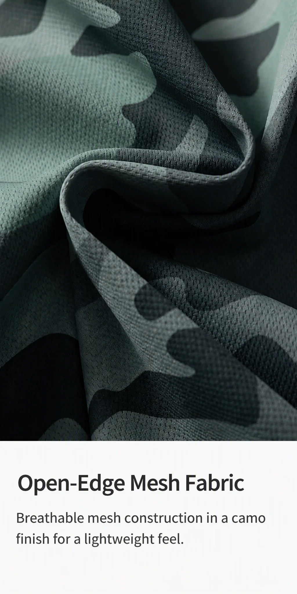 Breathable camouflage mesh fabric detail